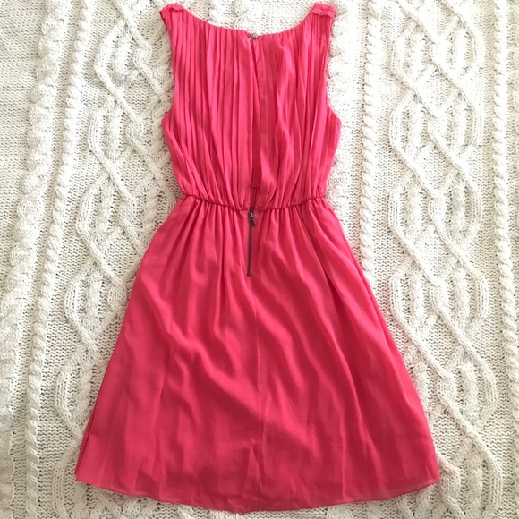 Alice & Olivia Meryl Silk Pleated Dress Keyhole Back Jeweled Button Pink Size S - Picture 4 of 15